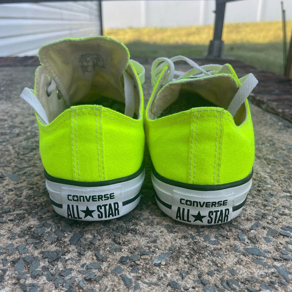 Women’s Neon Green Low Top Converse Lace Up Sneakers - Picture 4 of 9